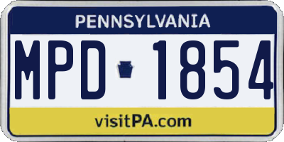 PA license plate MPD1854