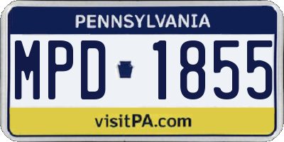 PA license plate MPD1855