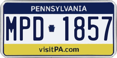 PA license plate MPD1857