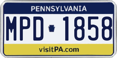 PA license plate MPD1858