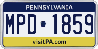 PA license plate MPD1859