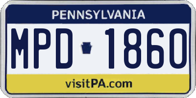 PA license plate MPD1860