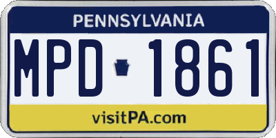 PA license plate MPD1861