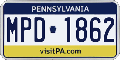 PA license plate MPD1862