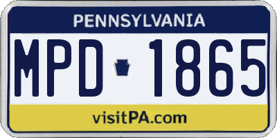 PA license plate MPD1865