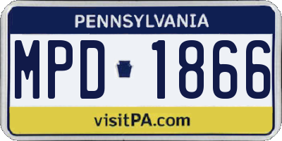 PA license plate MPD1866
