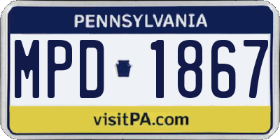 PA license plate MPD1867