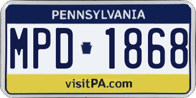 PA license plate MPD1868