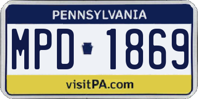 PA license plate MPD1869