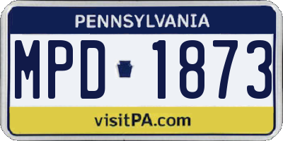 PA license plate MPD1873