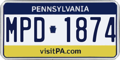 PA license plate MPD1874