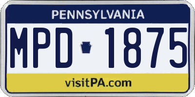 PA license plate MPD1875