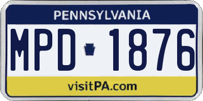 PA license plate MPD1876