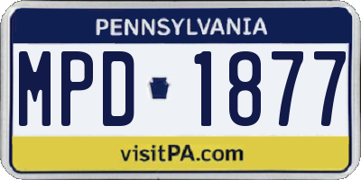 PA license plate MPD1877
