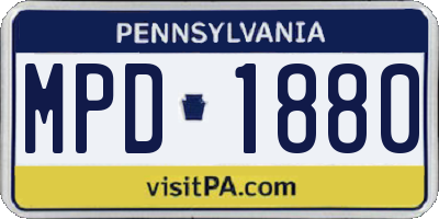 PA license plate MPD1880