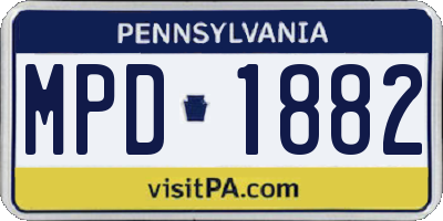 PA license plate MPD1882