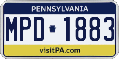 PA license plate MPD1883