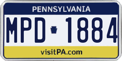 PA license plate MPD1884