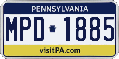 PA license plate MPD1885