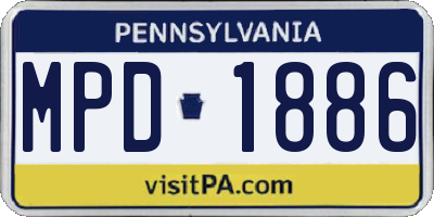 PA license plate MPD1886
