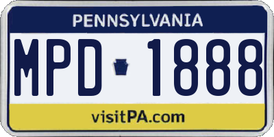PA license plate MPD1888