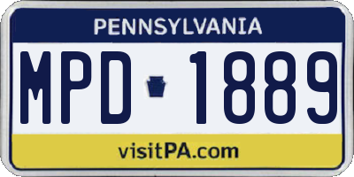 PA license plate MPD1889