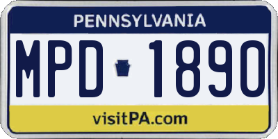 PA license plate MPD1890