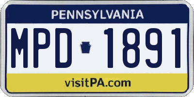 PA license plate MPD1891