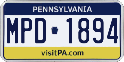PA license plate MPD1894