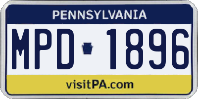 PA license plate MPD1896