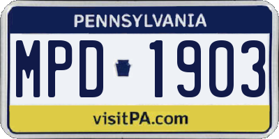 PA license plate MPD1903
