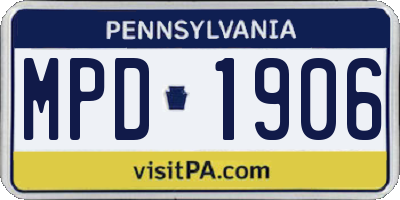 PA license plate MPD1906