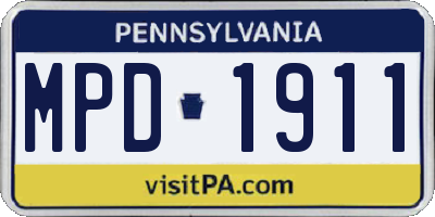 PA license plate MPD1911