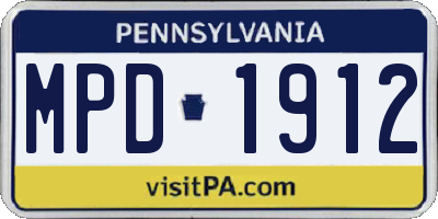 PA license plate MPD1912