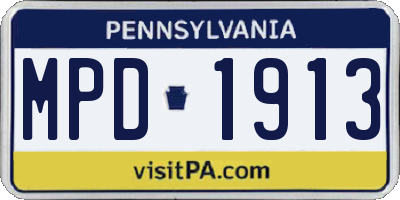 PA license plate MPD1913