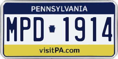 PA license plate MPD1914