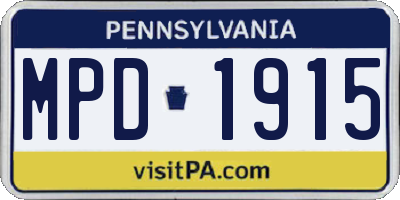 PA license plate MPD1915