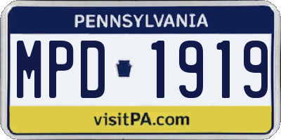 PA license plate MPD1919
