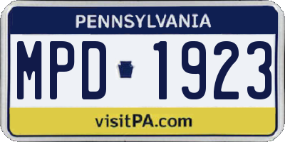 PA license plate MPD1923
