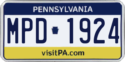 PA license plate MPD1924