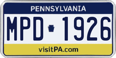 PA license plate MPD1926