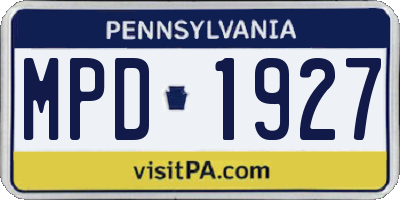 PA license plate MPD1927