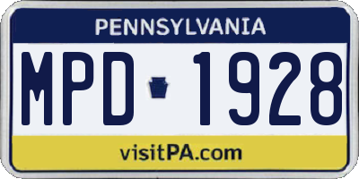 PA license plate MPD1928