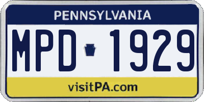 PA license plate MPD1929