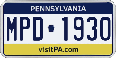 PA license plate MPD1930
