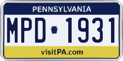 PA license plate MPD1931