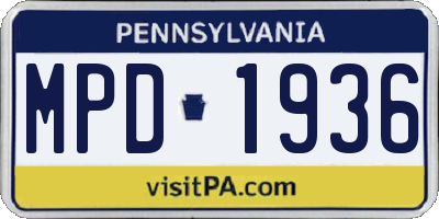 PA license plate MPD1936