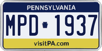 PA license plate MPD1937