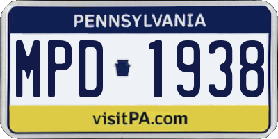 PA license plate MPD1938