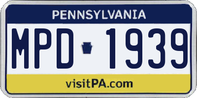 PA license plate MPD1939